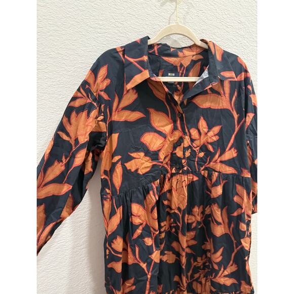 Anthropologie Size Large The Bettina Shirt Dress by Maeve Autumn Navy Floral - Picture 3 of 6